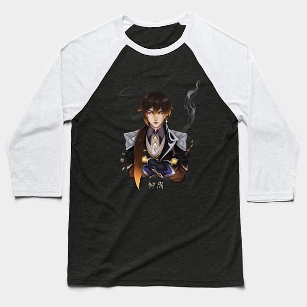 Zhongli Genshin Impact by Keat Baseball T-Shirt by Elinor Keat